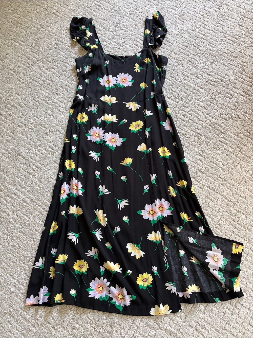 Black Floral Dress with Yellow & Pink Blooms